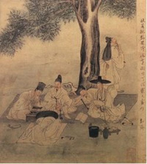 강희언, (사인시음도(士人詩吟圖)), 18세기, 종이에 담채, 개인 소장