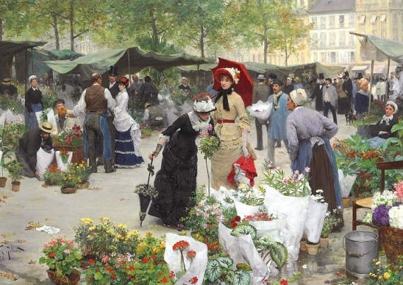 빅토르 가브리엘 질베르, (꽃시장(The Flower Market)), 19세기, 캔버스에 유채, 개인 소장.