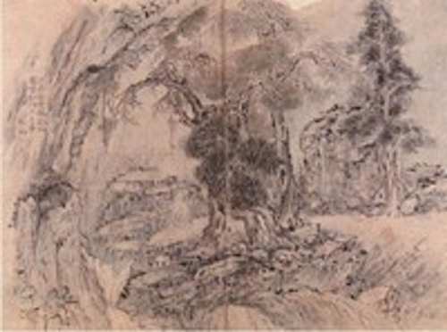 이인상, (풍림정거도(楓林停車圖)), 18세기, 종이에 담채, 간송미술관.