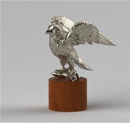 이재명 대통령이 현지시간 18일 모하메드 UAE 대통령에게 선물한 팔콘 조형물. [사진=대통령실]